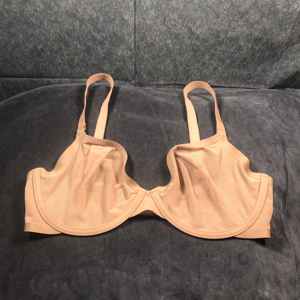 CUUP The Plunge Mesh Nude Taupe Unlined Underwire 34E Bra